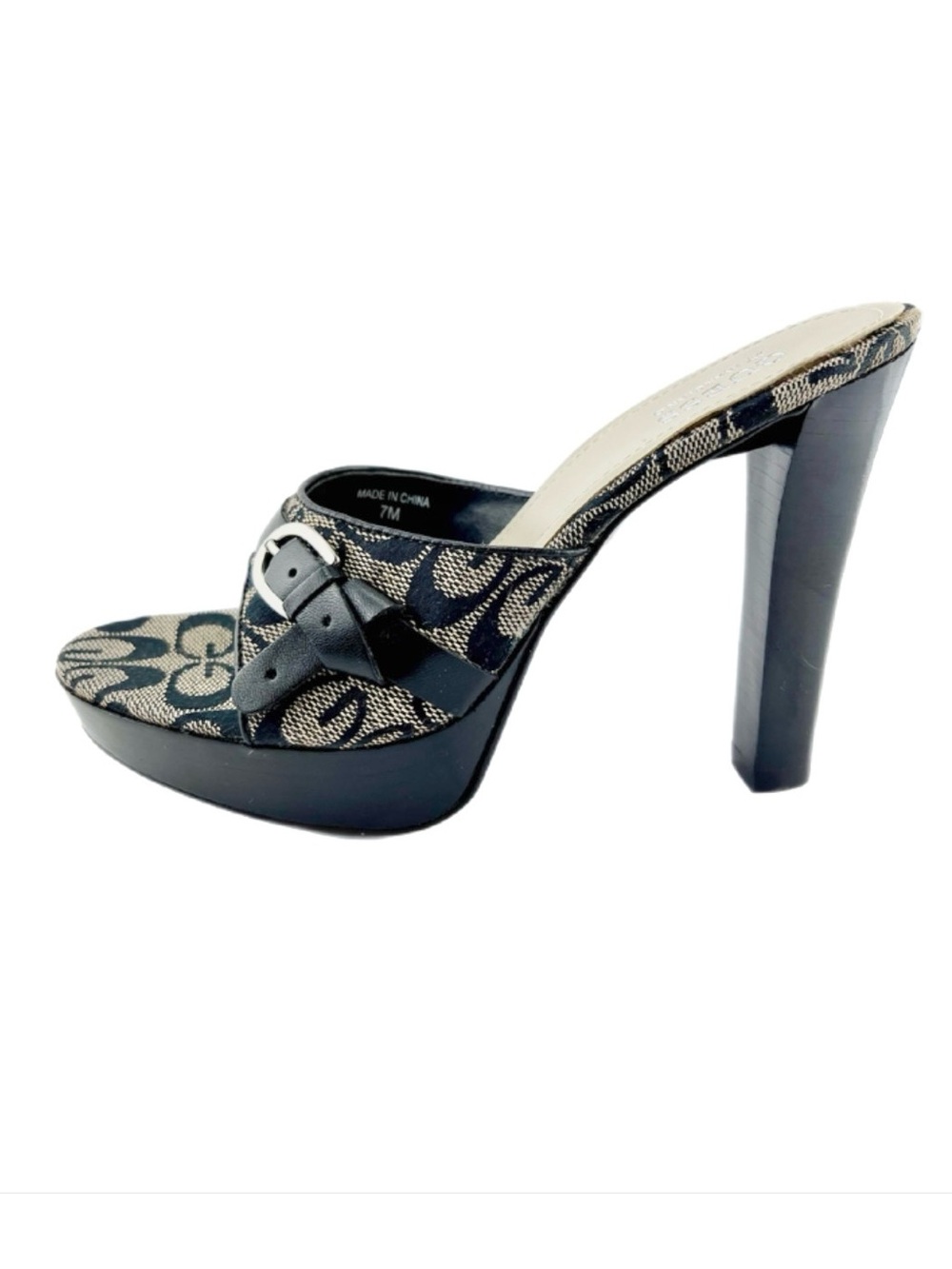 GUESS Black G Monogram Platform Slide Heel - Style Kandice - 7M